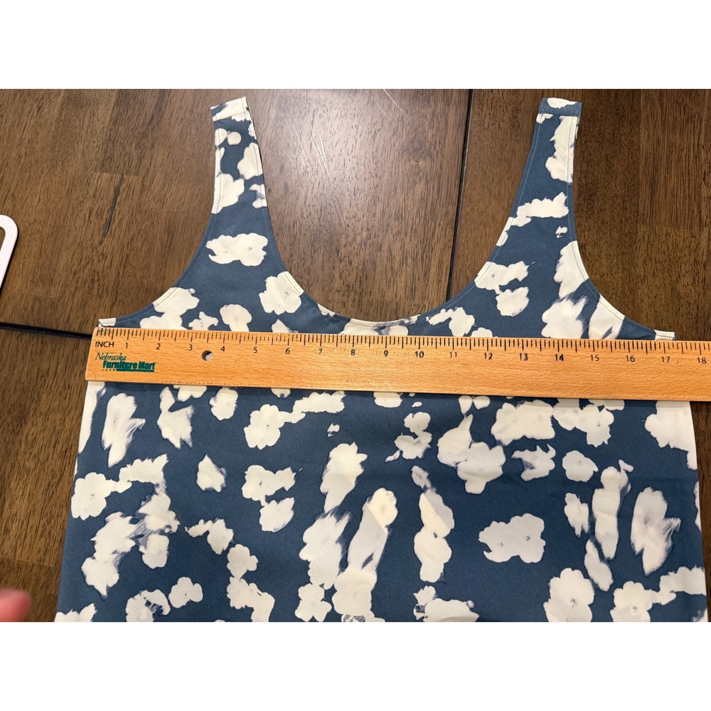 Calvin Klein Women Blue White Abstract Floral Scoop Neck Tank Top Size 4 NEW - Picture 3 of 6
